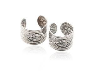Sterling Silver Imprinted Leaves Ear Cuffs AE1637