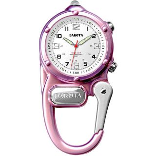 Dakota 38186 Mini Clip Watch w LED Military Dial Pink