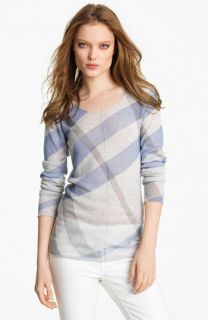 Burberry Brit Scoop Neck Check Pattern Sweater