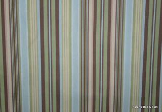 Brown Blues Natural Stripes Cotton Duck Curtain Valance NEW