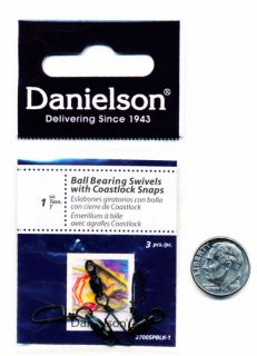 Danielson Size 0 Blk Coastlock Ball Bearing Swivel 3 PC