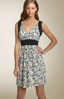 BCBGMAXAZRIA Painted Squares Banded Waist Dress