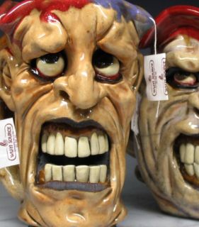 Raku Freak Art Teabag Jester Mugs by Face Jug Maker Dan