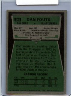 1975 Topps FB 367 Dan Fouts RC Chargers STARSFB2 1110