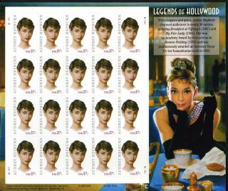 this mint sheet part of the legends of hollywood series depicts audrey