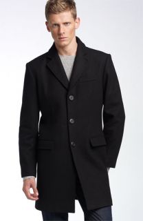 Black Rivet Three Button Wool & Cashmere Blend Coat