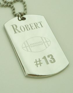 Personalized Dog Tag Pendant Necklace Sports Custom Engraved Kids Gift
