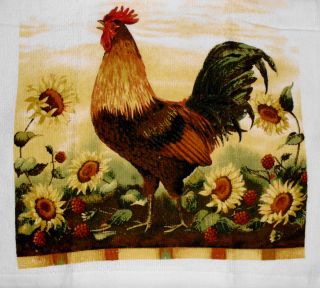 Kitchen Dish Towels w Crochet Tops Rooster Sunflowers
