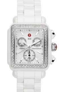 MICHELE Deco Diamond Ceramic Bracelet Watch