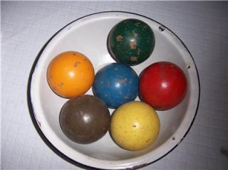 Vintage Primitive Wood Wooden Croquet Ball Balls Set of 6