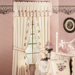 Floral Pastel Tailored Drapes Butterflies Flowers Curtains Valance not