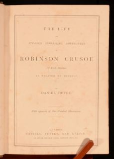 C1872 Defoe Life Strange Surprising Adventures of Robinson Crusoe
