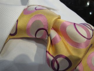 Daniel Dolce Italy Silk Tie Yellow Pink Purple Circle