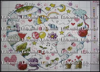 The Kitten Village Colored Cross Stitch Pattern / Counted Chart