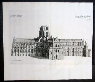 1656 Daniell King Antique Print of Old St Pauls Cathedral London