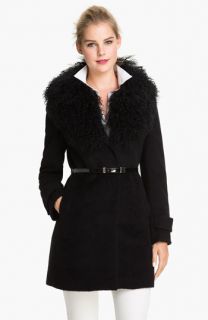 MICHAEL Michael Kors Genuine Lamb Fur Collar Coat
