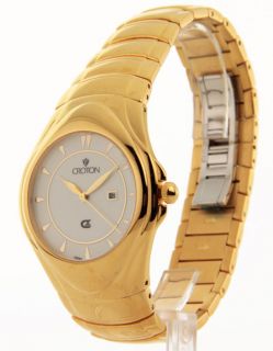 SP399157YLDW Croton Mens Gold Tone Steel Date Casual New Watch