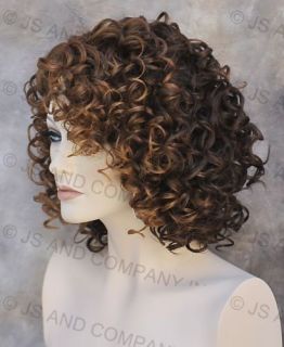 Human Hair Blend Wig Short Corkstrew Very Curly Brown Mix Heat Safe