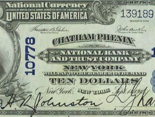 10 1902 Chatham Phenix NY Beautiful National Bank Note