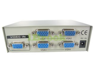 Port VGA SVGA Splitter Box 1 PC to 4 LCD CRT Monitor