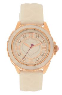 Betsey Johnson Heart Detail Quilted Strap Watch