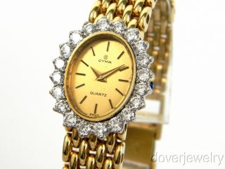 CYMA Swiss Quartz Diamond 14k Gold Ladies Watch