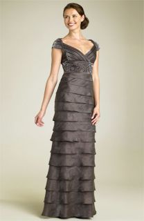 Adrianna Papell Shutter Pleat Gown with Beaded Waist
