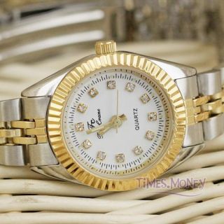  Golden Steel JP Quartz Wrist Watch Crystal Light Classic Watch