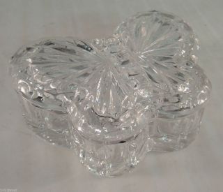 Lead Crystal 24% Butterfly Crystal Trinket Box With Lid 4 New Home