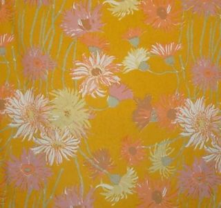 Vintage Pink Yellow Shasta Daisy Key West Decorator Cotton Fabric