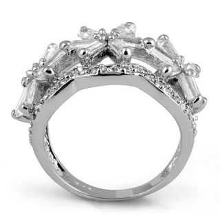 Round Cubic Zirconia Star Style Engagement Wedding Ring Sterling