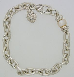 Judith Ripka Sterling Silver Pearl Cubic Zirconia Heart Bracelet