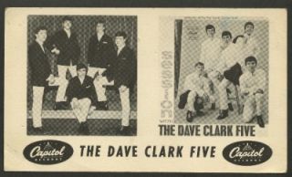 Dave Clark Five Vintage A Session with The Dave Clark Five Promo Card