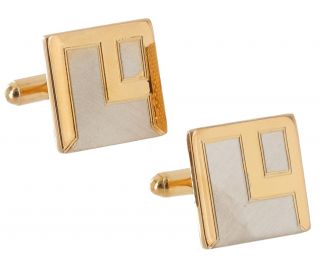 Cufflinks Mens Gold And Silver Tone Textured Block Square Two