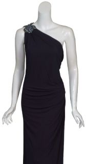 David Meister One Shoulder Navy Eve Gown Dress 14W New