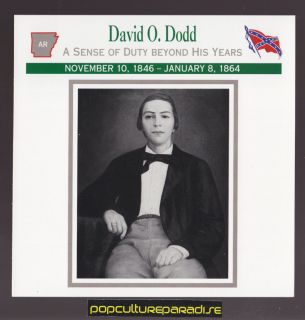 David O Dodd Arkansas Confederate Spy Boy Soldier U s Civil War Card