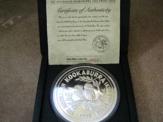 Australia Perth Mint Kilo 9999 Silver 1993 Kookaburra Proof RARE AG