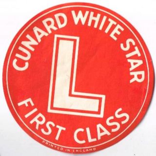Cunard White Star Line First Class Baggage Trunk Decal Sticker L