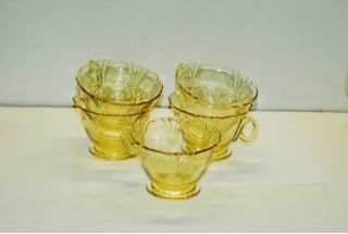 5 Heisey Empress Sahara Yellow Cup Cups