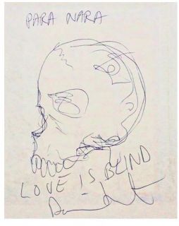 Damien Hirst Original Skull Drawing Signed Inscribed Listed in Artinfo