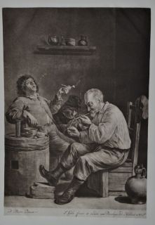 Jacob Gole, after David Teniers The three Smokers. Mezzotint.