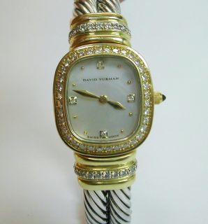 David Yurman 18K gold diamond silver Chelsea watch bracelet bangle