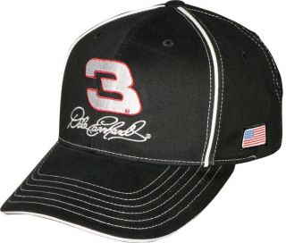 Dale Earnhardt 3 Black Piping Cap Hat New w Tags NASCAR