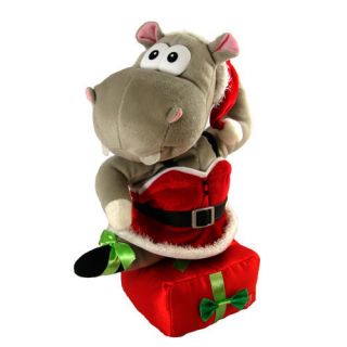Singing Dancing Christmas Holiday Stuffed Plush Hippo