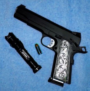 1911 Custom Grips Solid Pewter w Scroll Pattern Fits Colt Kimber More