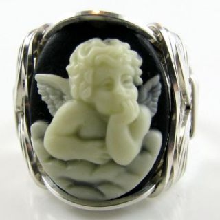 Custom Angel Cameo Ring Sterling Silver Jewelry