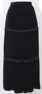 Dana Buchman Black Velvet Lace Tier Long Skirt XL