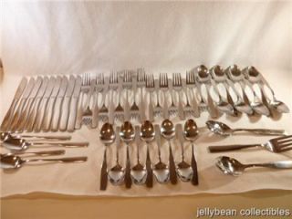 50 pc REED & BARTON Stainless Steel Flatware Set   Heritage Mint
