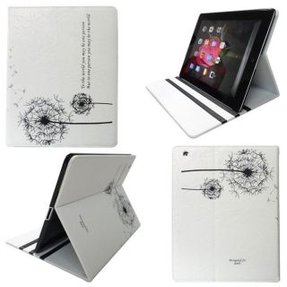 iPad 3 2 Dandelion Design Stand Leather Smart Case Cover White