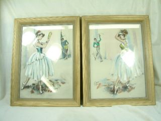Cydney Grossman Pair of Ballet Dancers w Frames Pastel